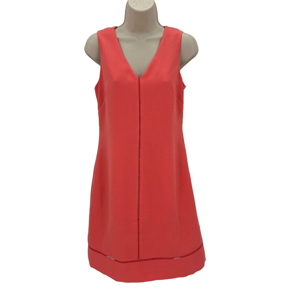 Banana Republic Womens V Neck Coral Sleeveless Lined Shift Dress Size 0